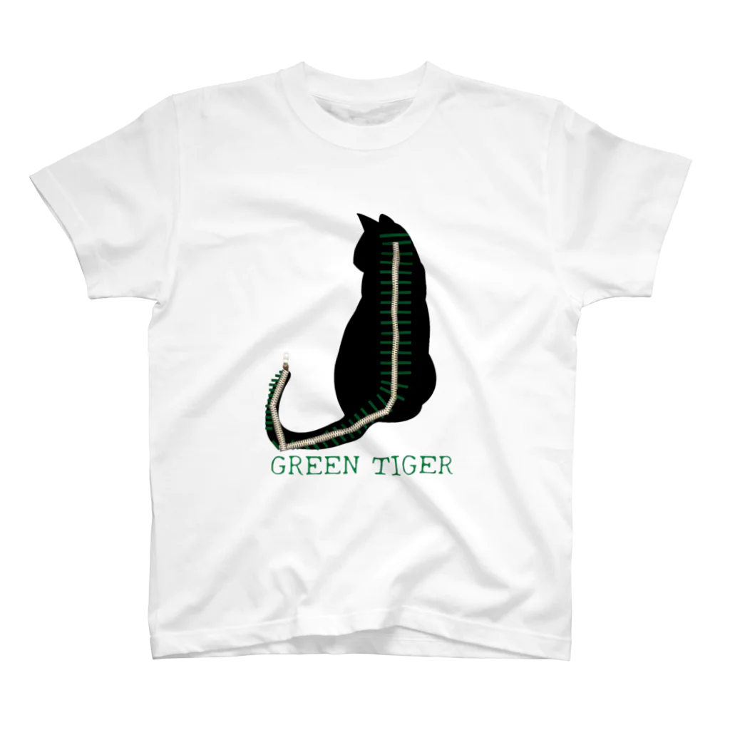 🟩GREEN TIGER🟩の虎ジッパー スタンダードTシャツ