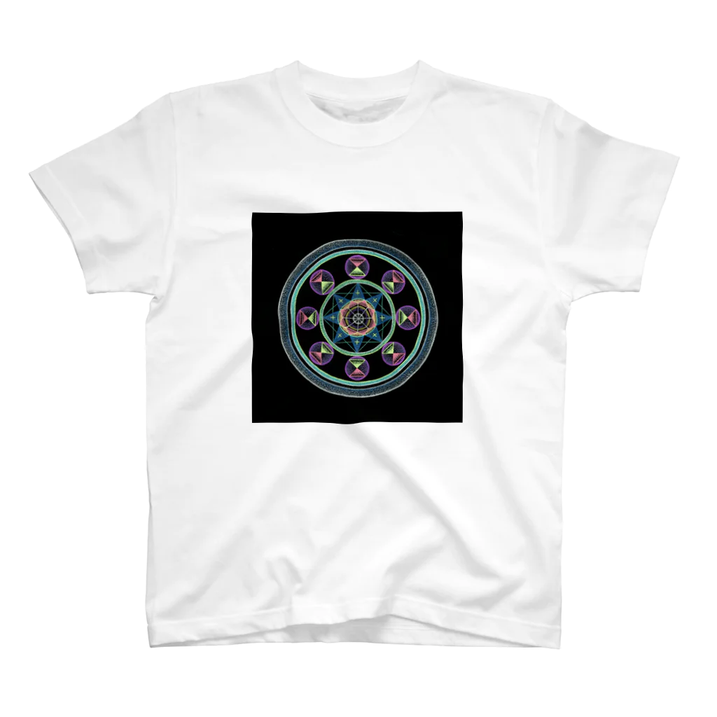 点描曼荼羅グッズのMandala#1(四角) Regular Fit T-Shirt