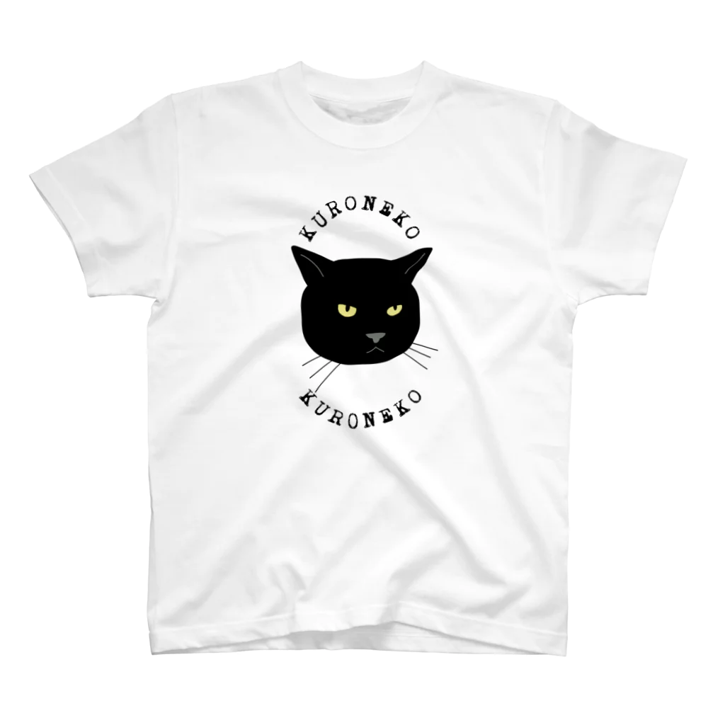 小鳥と映画館の第２弾 黒猫ビッグフェイス スタンダードTシャツ