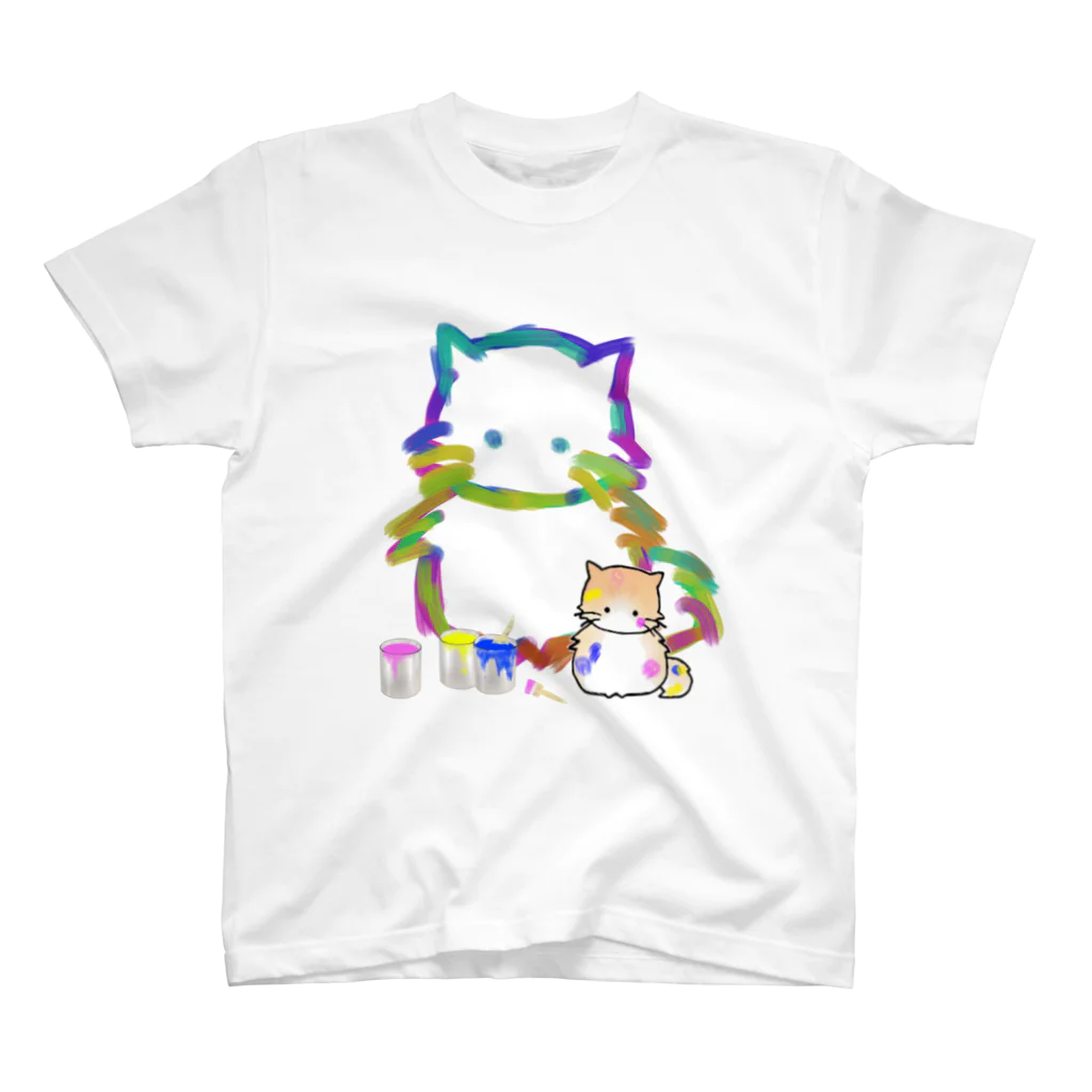 いろはにゃんこ堂の自画像を描く短い足の猫さん Regular Fit T-Shirt