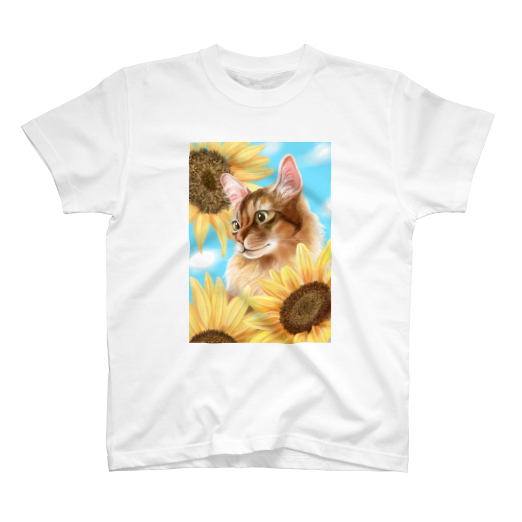 Ａｔｅｌｉｅｒ　Ｈｅｕｒｅｕｘの猫とひまわり Regular Fit T-Shirt