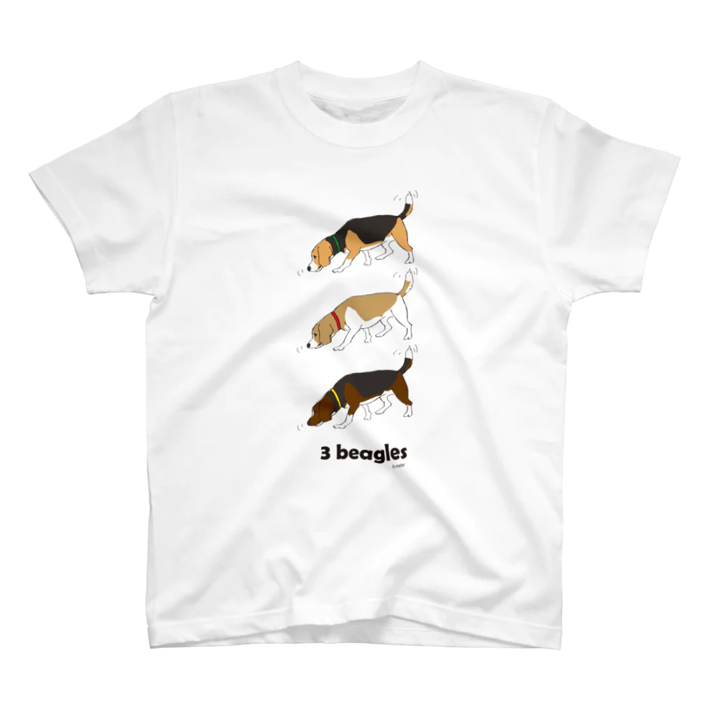 beagle meter the shopの3 beagles #001 スタンダードTシャツ