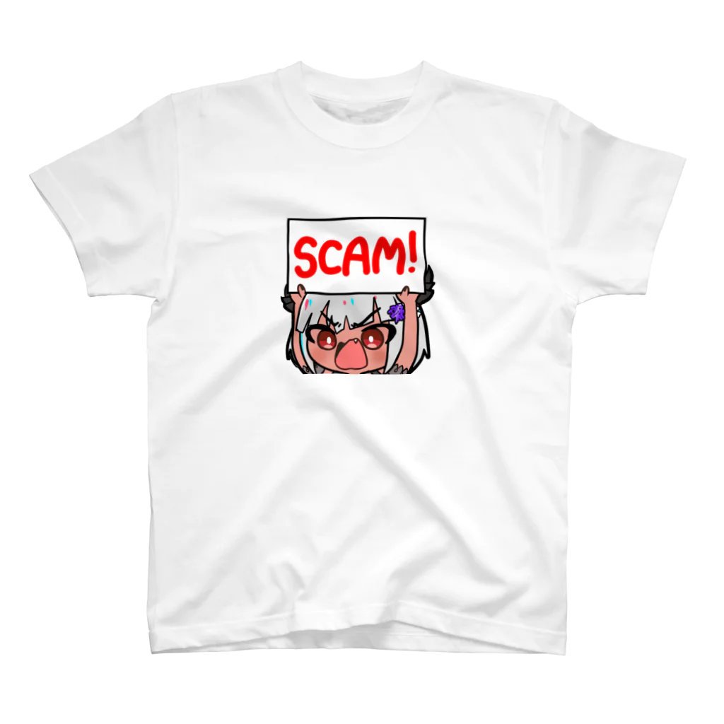 MEGAMIオフィシャルグッズショップ SUZURI支店のDevil "SCAM ALERT!" Regular Fit T-Shirt