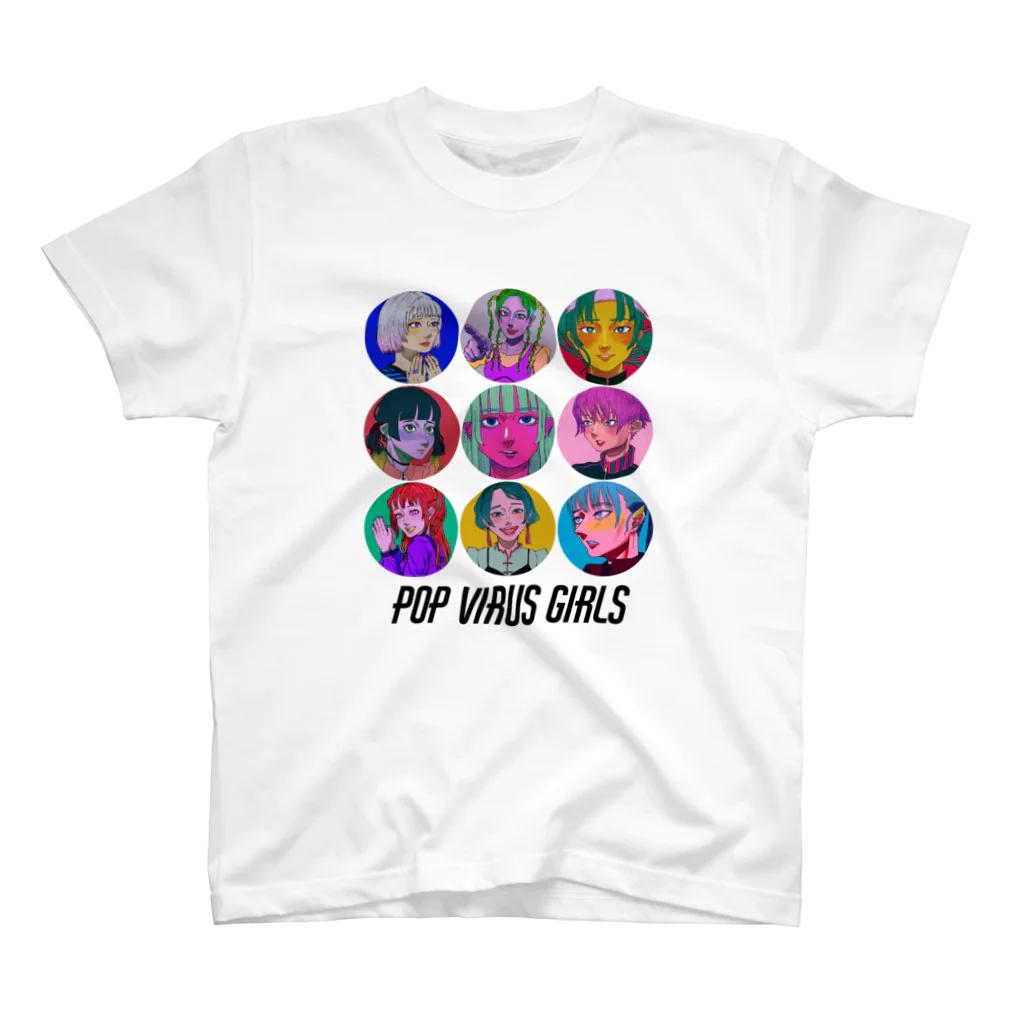 七瀬コウの秘密基地のPOP VIRUS GIRLS 【文字:黒】 スタンダードTシャツ