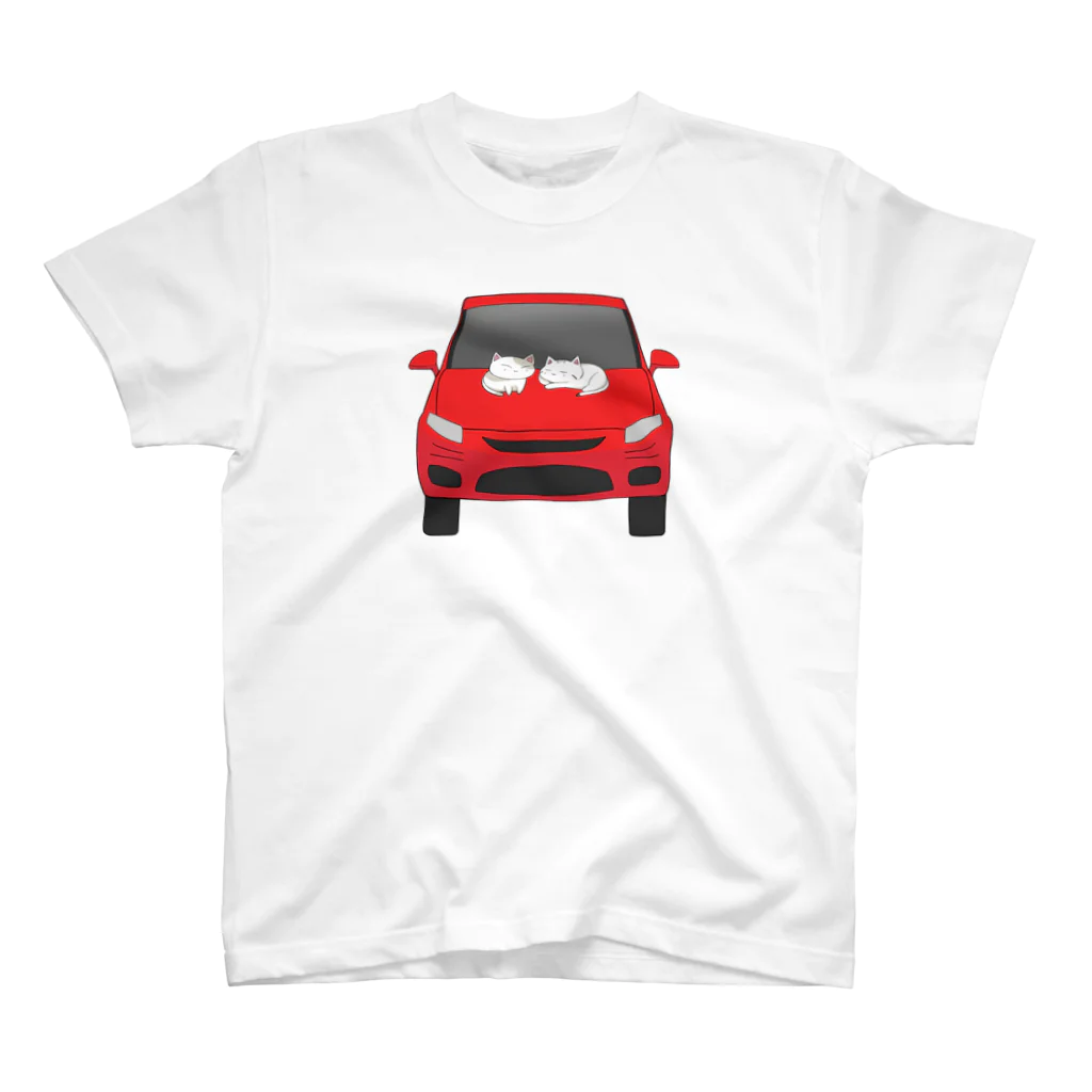 いろはにゃんこ堂の赤い車とちびにゃんず スタンダードTシャツ