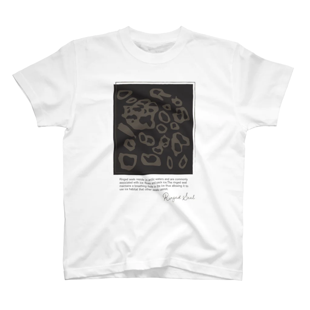 chiho_seal_shopのワモン アザラシ 柄 チャコール Ringed seal pattern Charcoal スタンダードTシャツ