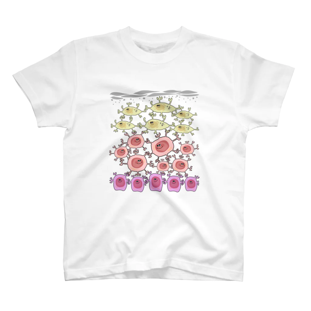 ポドサイトくん/ Podocyte-kunの皮膚にいる細胞たち スタンダードTシャツ