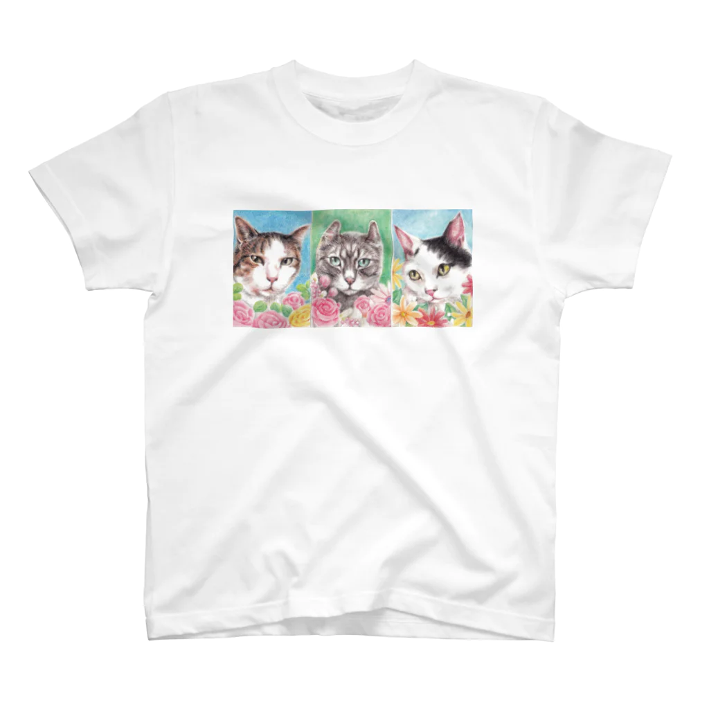 Ａｔｅｌｉｅｒ　Ｈｅｕｒｅｕｘの花と３ニャンズ スタンダードTシャツ