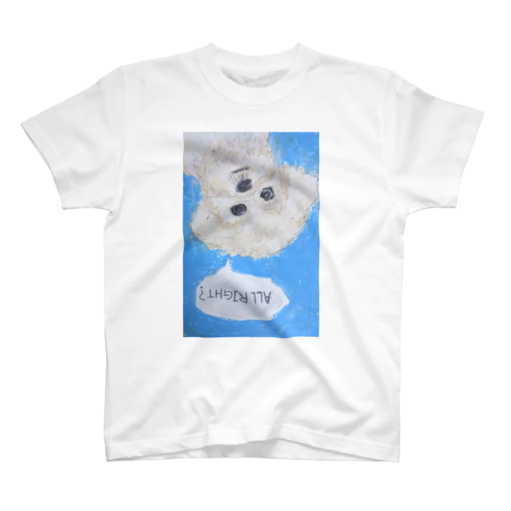 ルーナ│障害者アート の心配する犬 スタンダードTシャツ