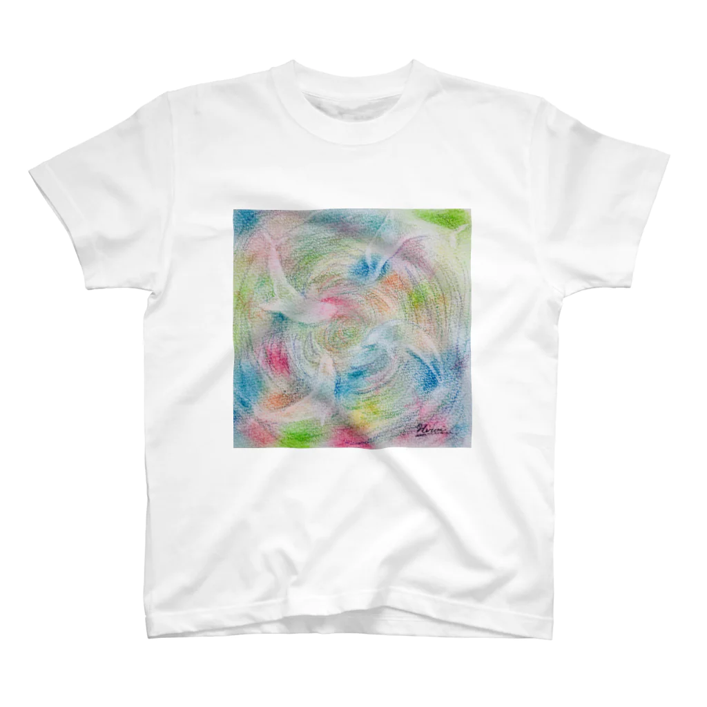 絵描き ひろみるん♪ オリジナル アートグッズSHOPのパステル画イルカ Regular Fit T-Shirt