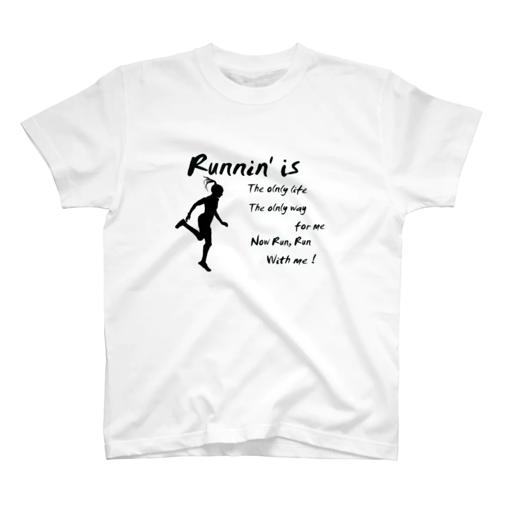 ワラーチ・ランナー　HiroseのRunning Girl / Runnin'  ～ 女性ランナー スタンダードTシャツ