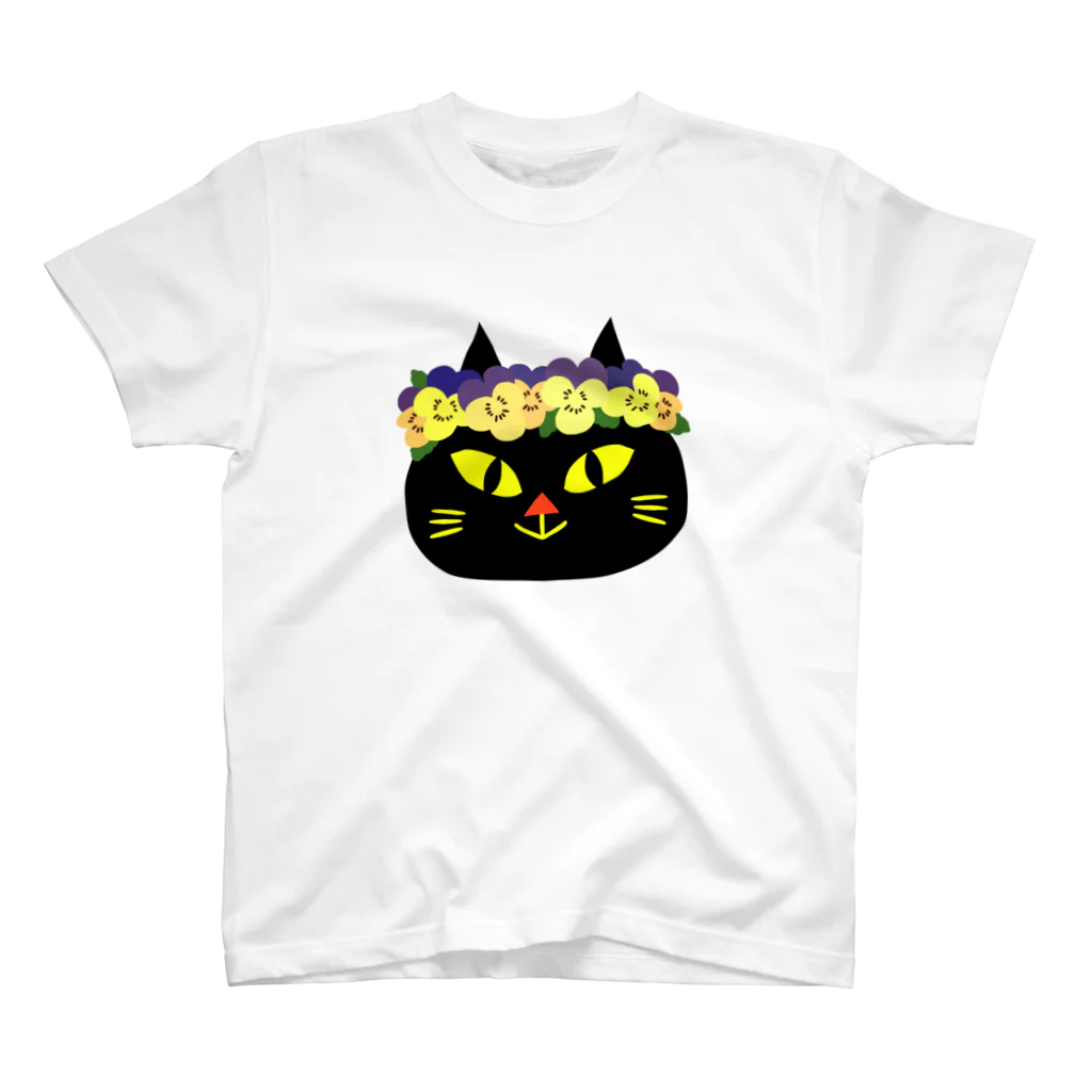 宇野のお店のビオラと黒猫 スタンダードTシャツ