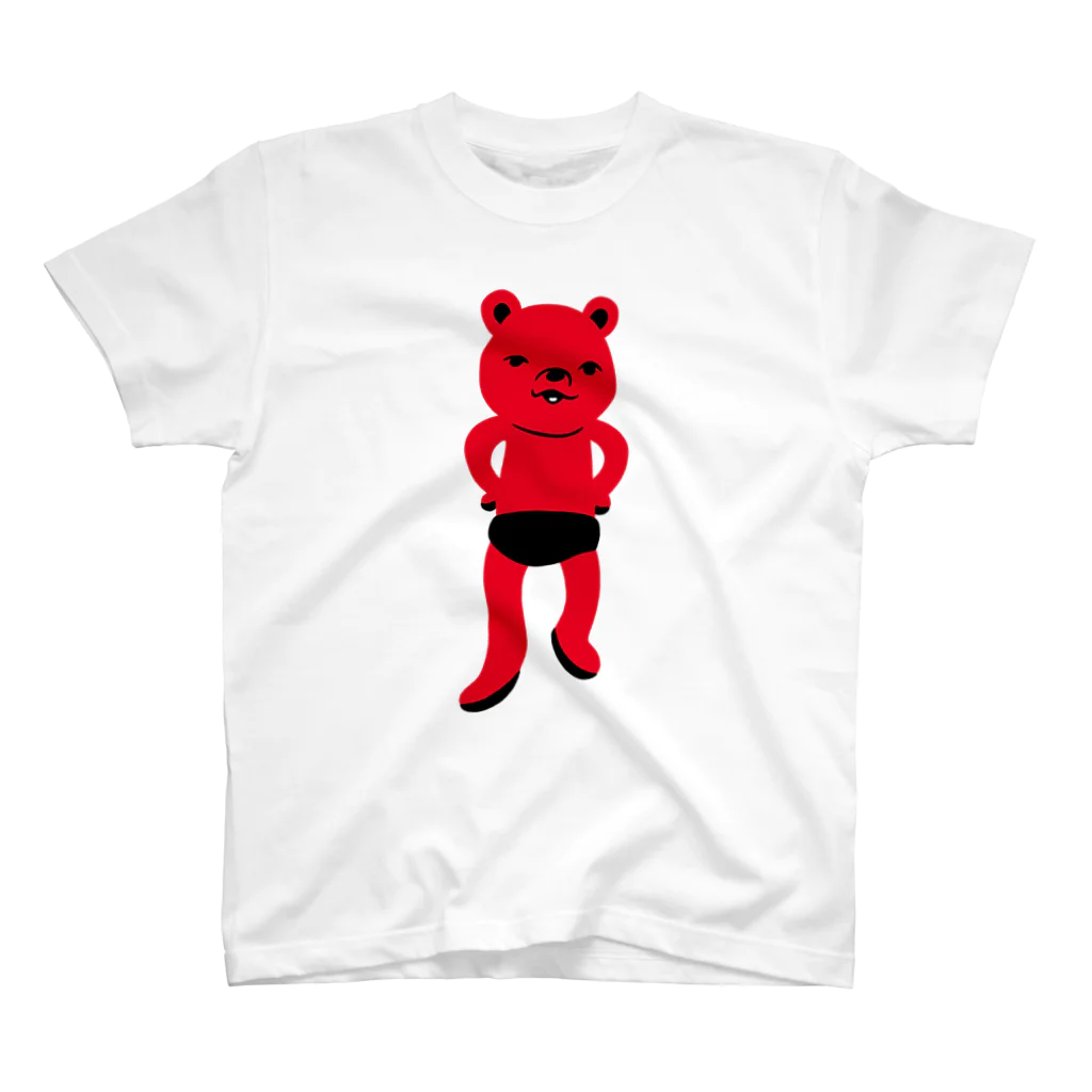 ぴこぽんSUZURIの潔い姿の熊（赤） スタンダードTシャツ