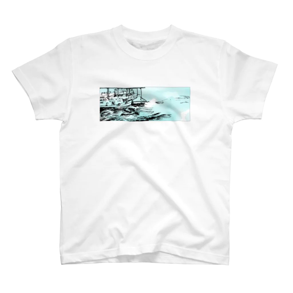 トモヅカ の海と船 ドローイング Regular Fit T-Shirt