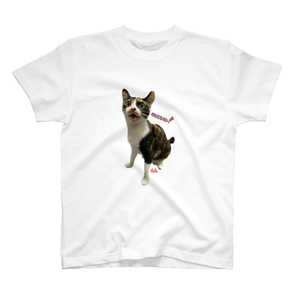 三毛猫tetoteの三毛猫teto 「meow!」 Regular Fit T-Shirt