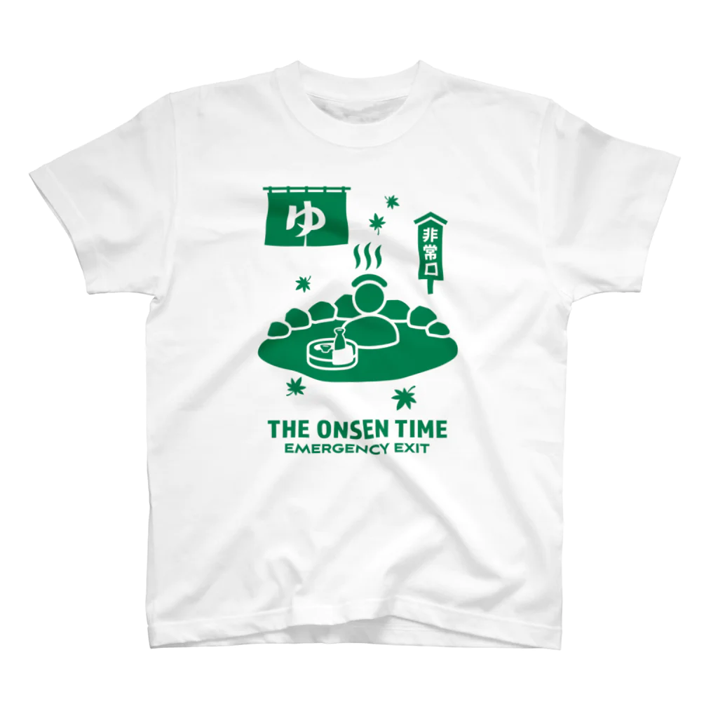 kg_shopのTHE ONSEN TIME【非常口パロディ】 スタンダードTシャツ