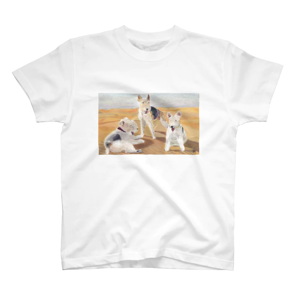 みるきち【ペットイラストアーティスト】の砂漠の番犬① Regular Fit T-Shirt
