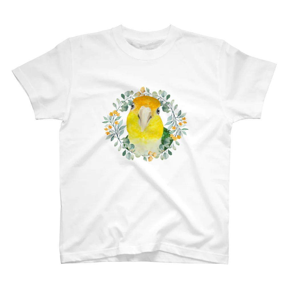 mariechan_koboの031 シロハラインコ オレンジ小花のリース Regular Fit T-Shirt