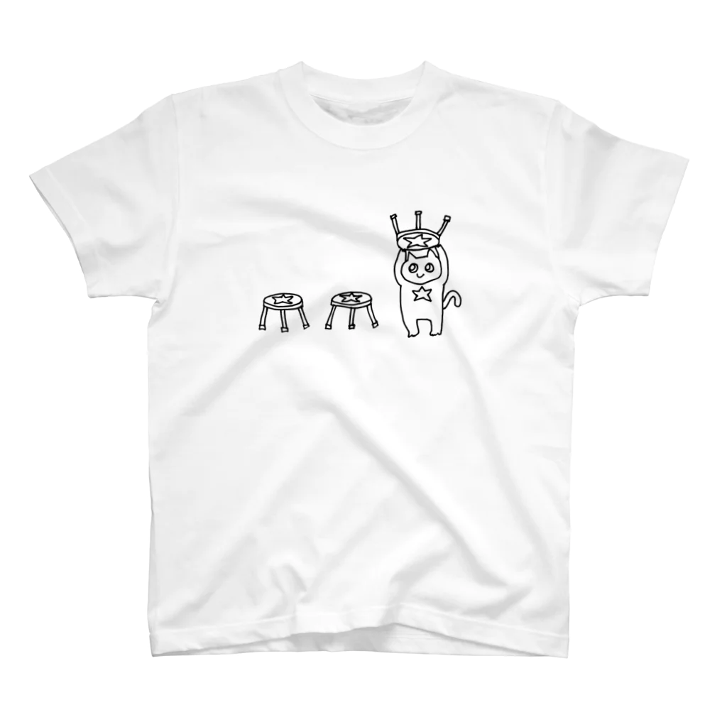 とつこまのお店屋さんの椅子と猫（黒） スタンダードTシャツ