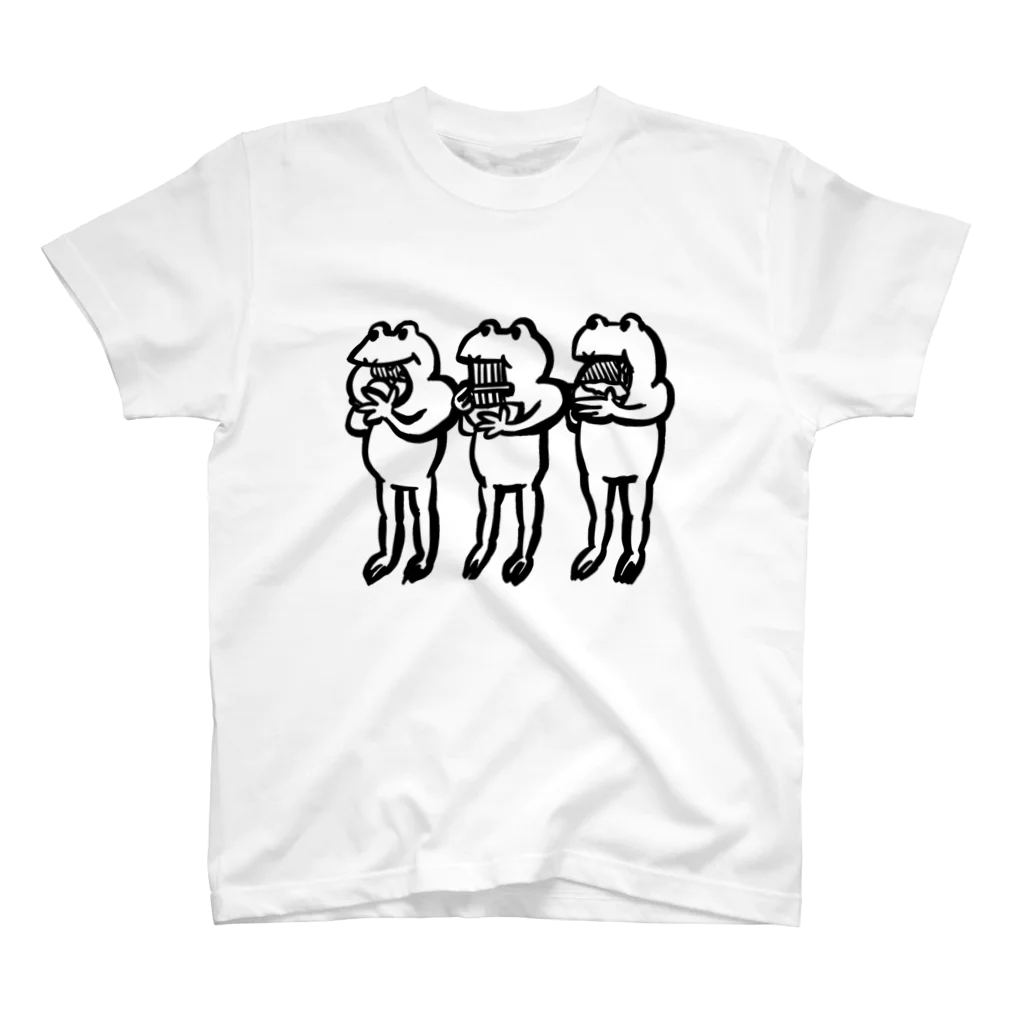 なにかごようですか？のカエル３ひき スタンダードTシャツ