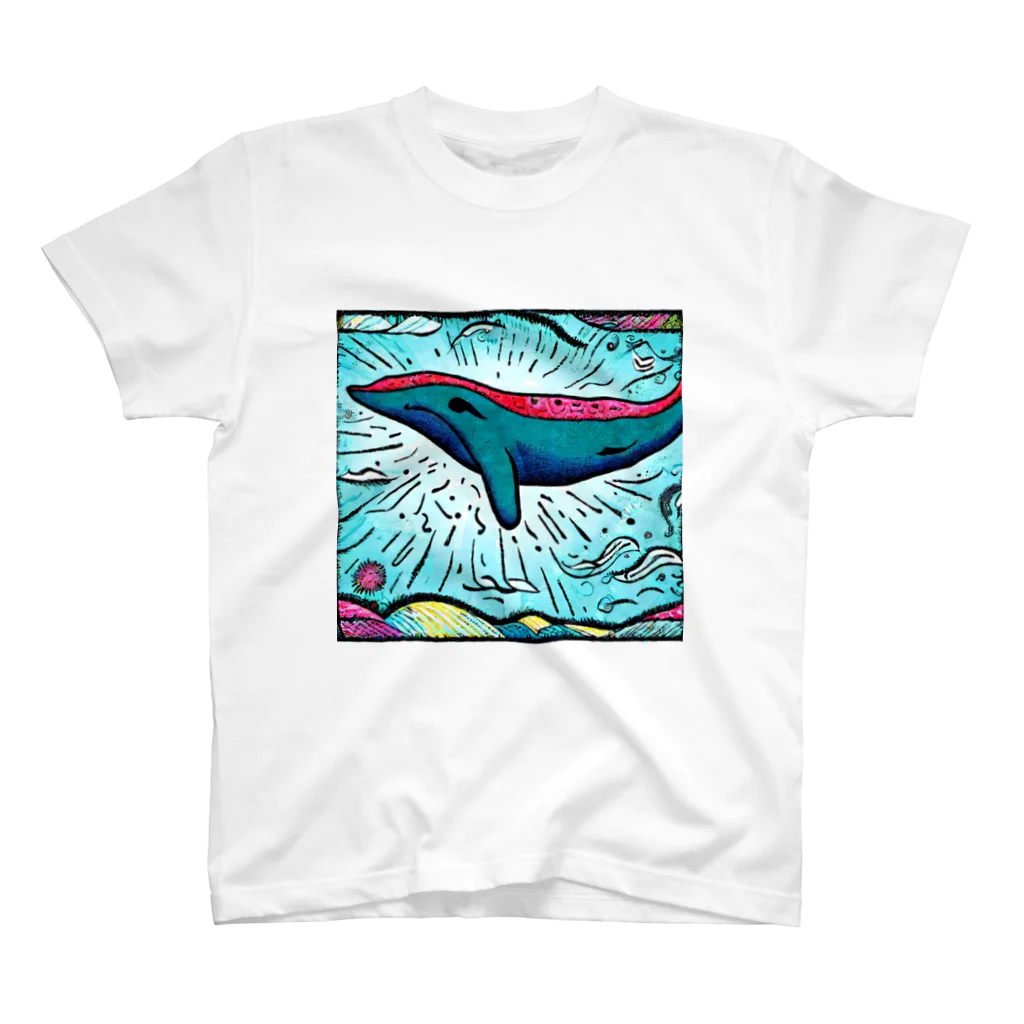 世界に1つだけのTシャツ屋【一点ものアートTシャツ専門店】のクジラ 2 Regular Fit T-Shirt