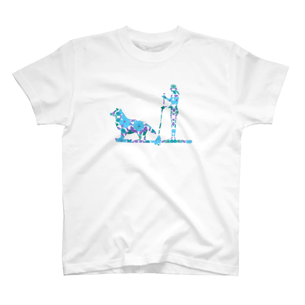AtelierBoopのSUPDog ボーダーコリー　ブルー Regular Fit T-Shirt