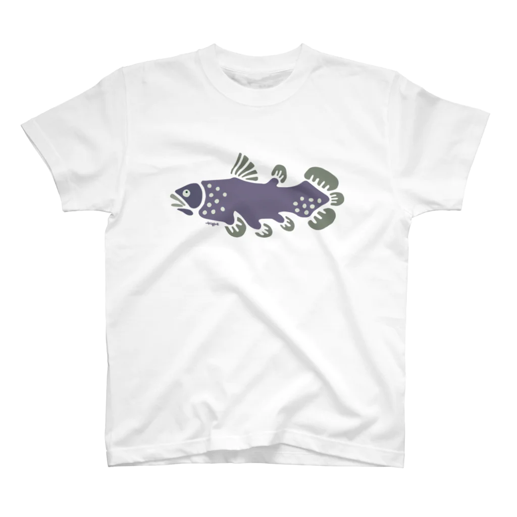 ひっぺ＊絵描き🤪の深海魚シリーズ「シーラカンス」実物の色に近づけたよ スタンダードTシャツ