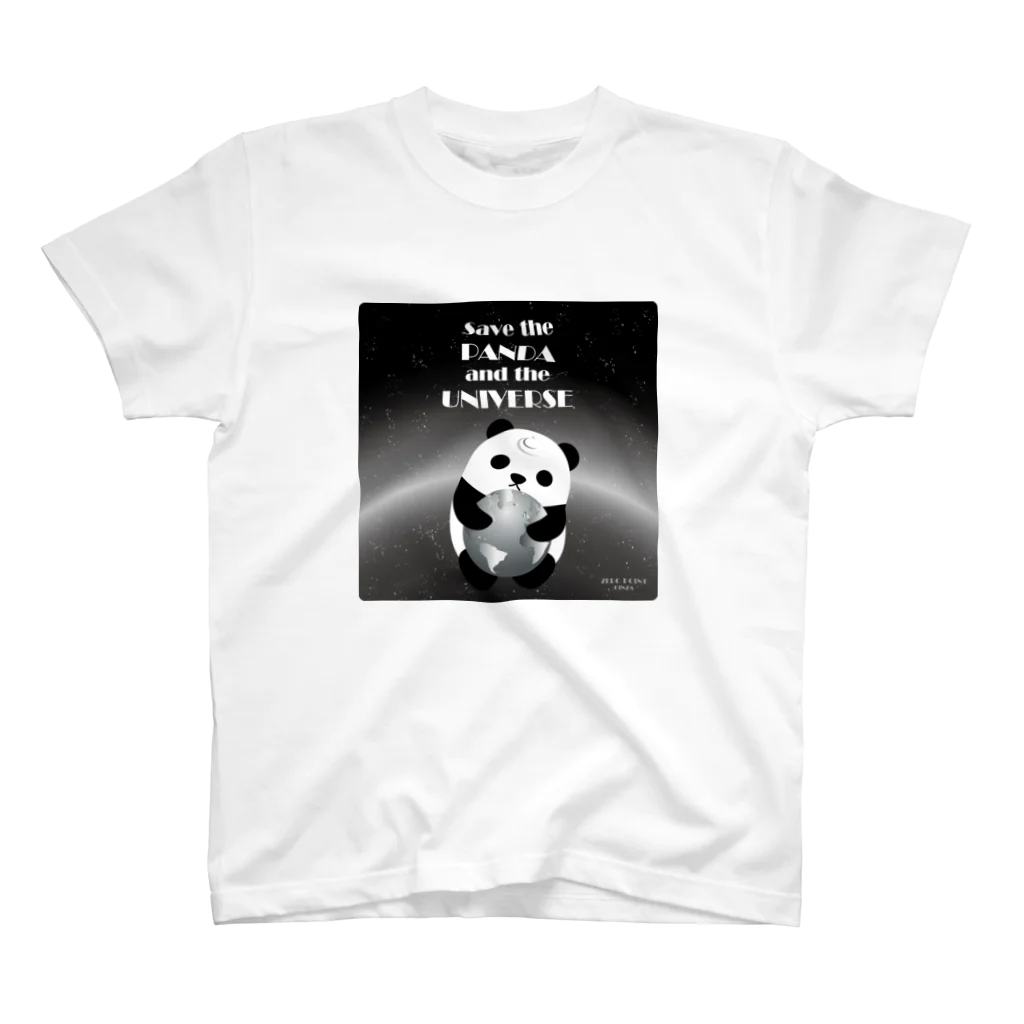 ZERO POINT 銀座のパンダと宇宙を守る black スタンダードTシャツ