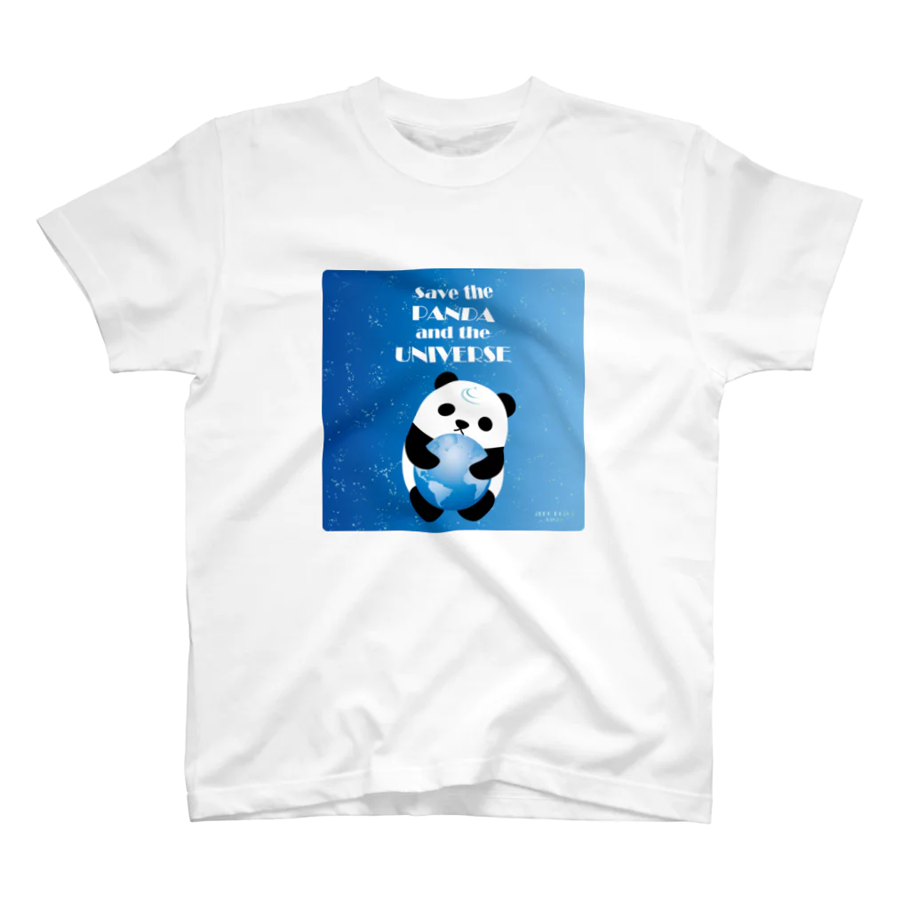 ZERO POINT 銀座のパンダと宇宙を守る blue Regular Fit T-Shirt