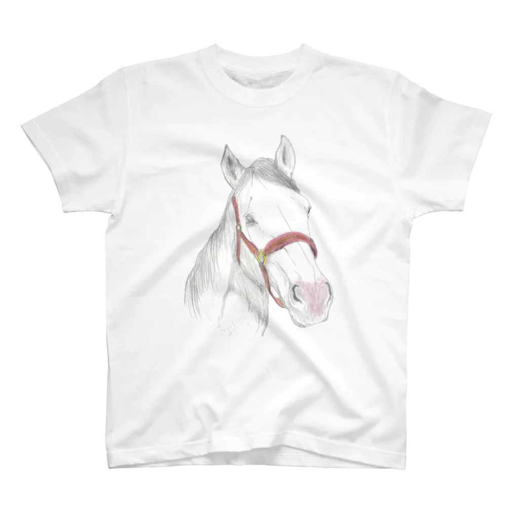 のんちゃん【ゆっくり競馬】ショップのサラブレッド芦毛 スタンダードTシャツ