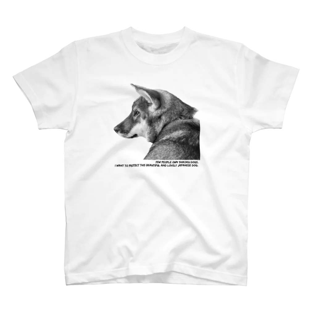 【モルモット】Mugi & Ruki【四国犬】のSHIKOKUDOG(モノクロ) Regular Fit T-Shirt