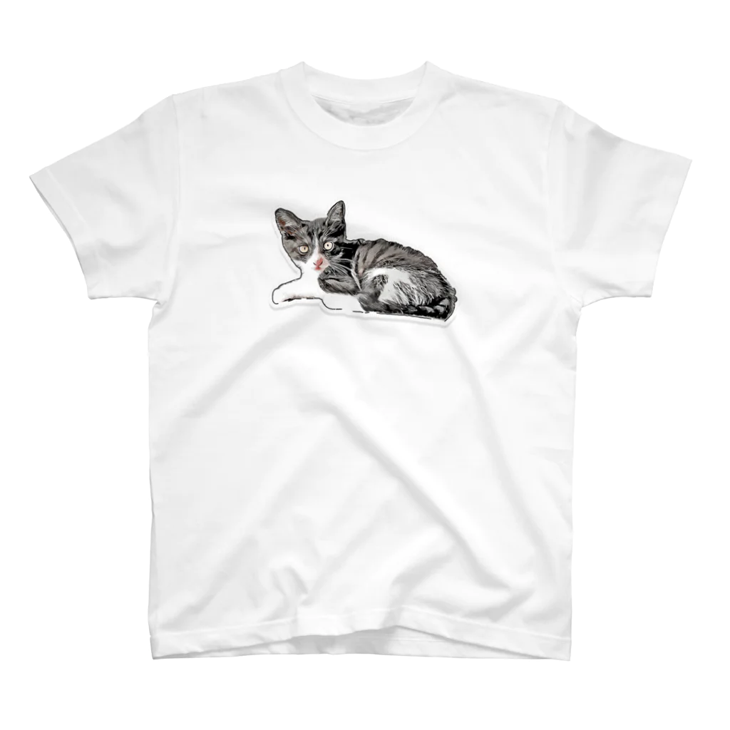 cuchito cuchitoの白にピンク鼻のサバシロ子猫 スタンダードTシャツ