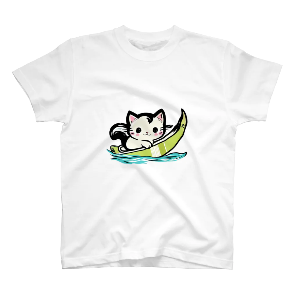 waswasのサーフィン大好き猫 スタンダードTシャツ