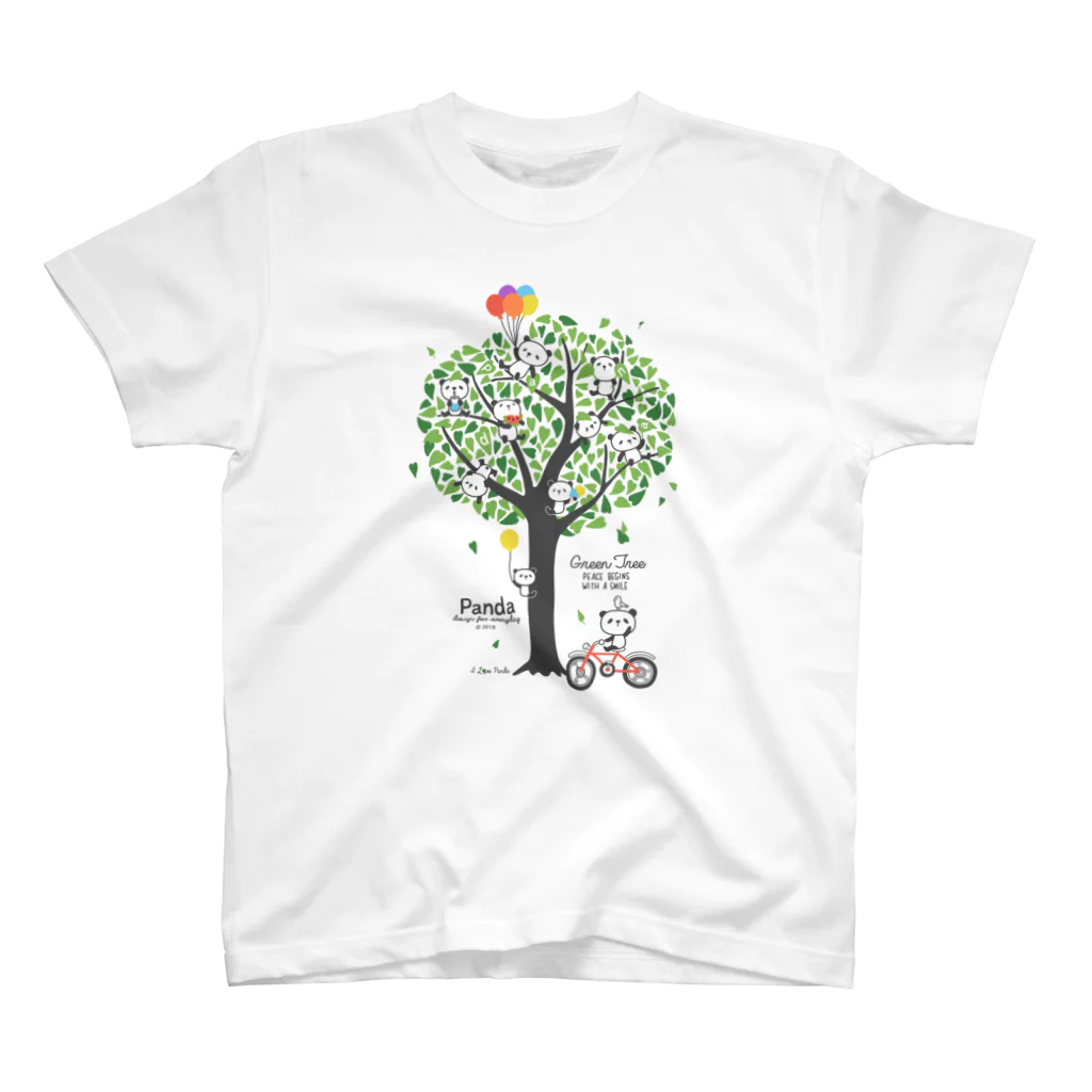 Design For Everydayのパンダと緑の木（Panda & Green Tree） スタンダードTシャツ