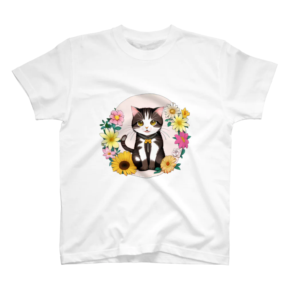 花猫の花猫ちゃん（茶） スタンダードTシャツ