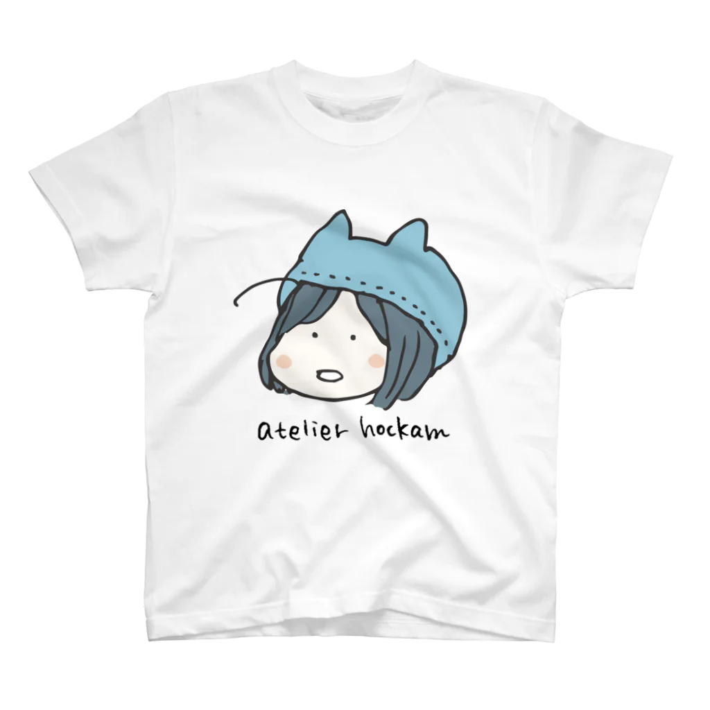 ほっかむねこ屋（アトリエほっかむ）のほっかむ子　水色 スタンダードTシャツ