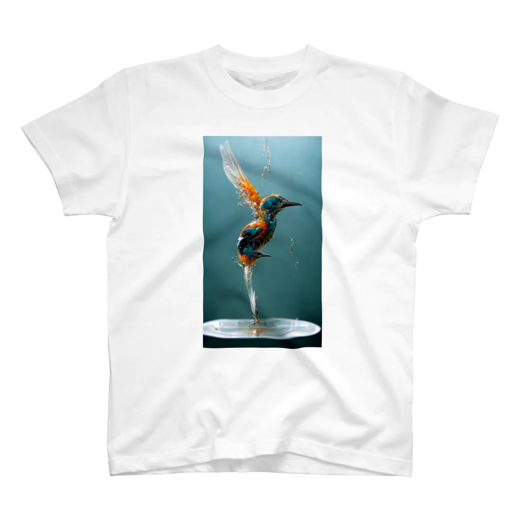 mm765【なむこ】の【Splash Kingfisher】 カワセミ 翡翠 kingfisher   Regular Fit T-Shirt