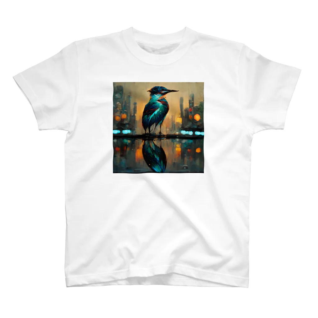 mm765【なむこ】の【Kingfisher Mirroring City】カワセミ 翡翠 kingfisher  Regular Fit T-Shirt