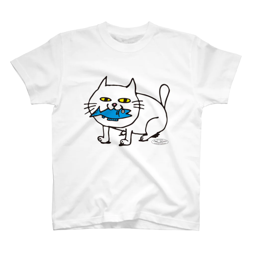 000megumi000のお魚くわえた猫 スタンダードTシャツ