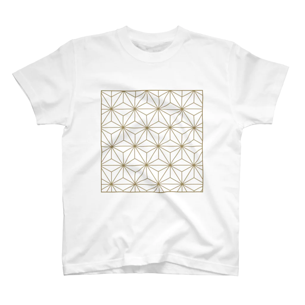iro-toridoriの和モダンな麻の葉ゴールド スタンダードTシャツ