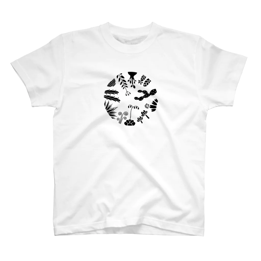 DOTEKKOのT-29 Bizarre Plants circle Regular Fit T-Shirt