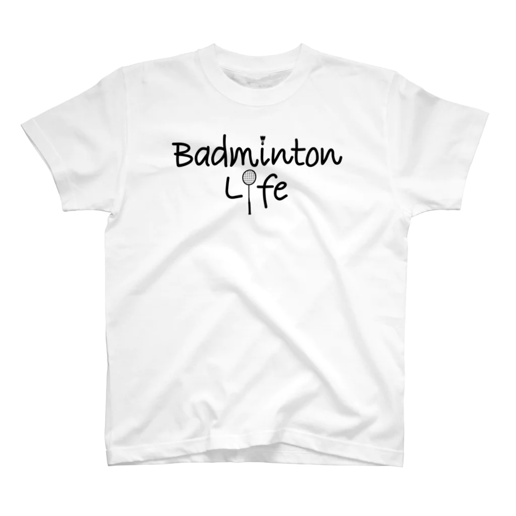 sports_tower スポーツタワーのバドミントン・Badminton・文字・おしゃれ・スポーツライフ・ラリー・デザイン・Tシャツ・スポーツ・かっこいい・かわいい・女子・男子・羽球・シャトル・スマッシュ・ラケット・プレーヤー・選手 Regular Fit T-Shirt