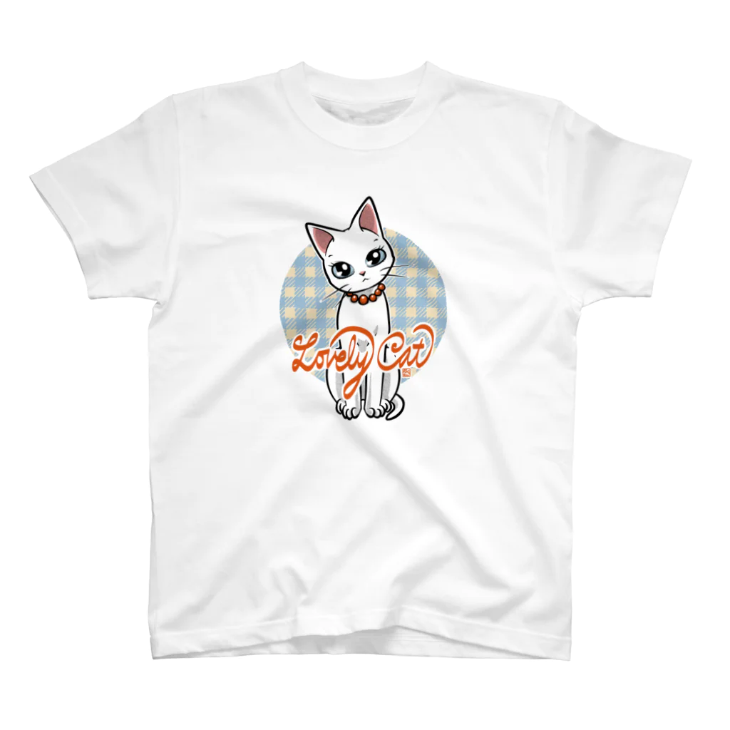 BATKEI ARTのCute White Cat Misty スタンダードTシャツ