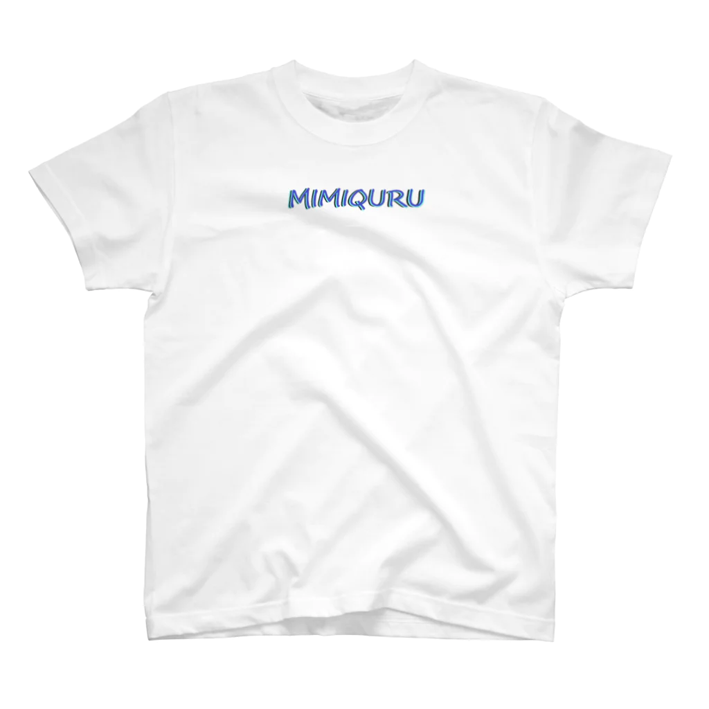  #satisfyingのMIMIQURU ミミキュル　ブルー夏文字 Regular Fit T-Shirt