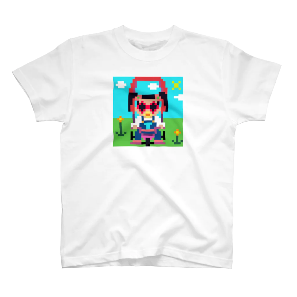 Ruru's worldの01ドット絵　ruruちゃん/三輪車でお散歩　 スタンダードTシャツ