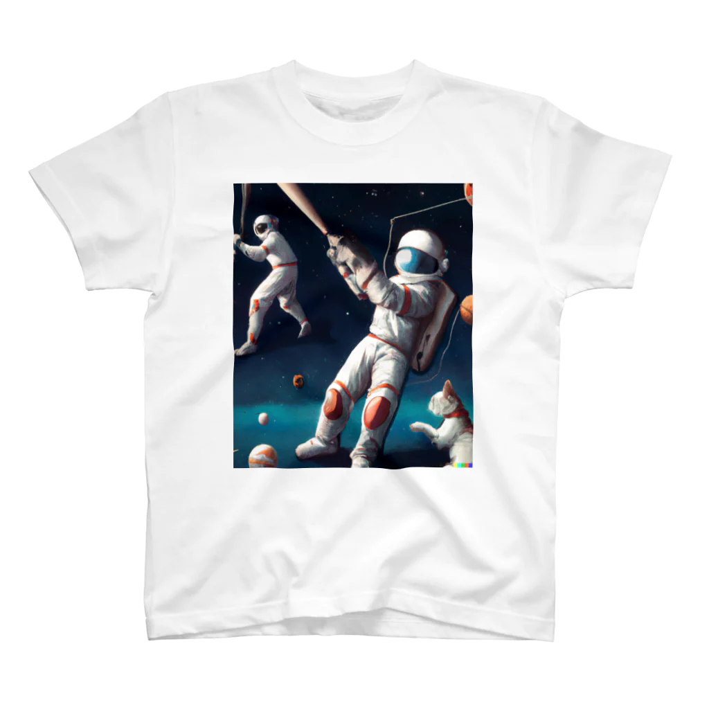 Oende(おえんで)の宇宙飛行士と猫（野球） スタンダードTシャツ