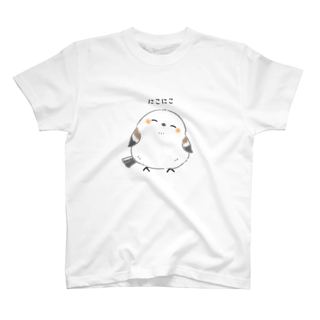 nekono0mimozaのまんまるシマエナガさん-にこにこver スタンダードTシャツ