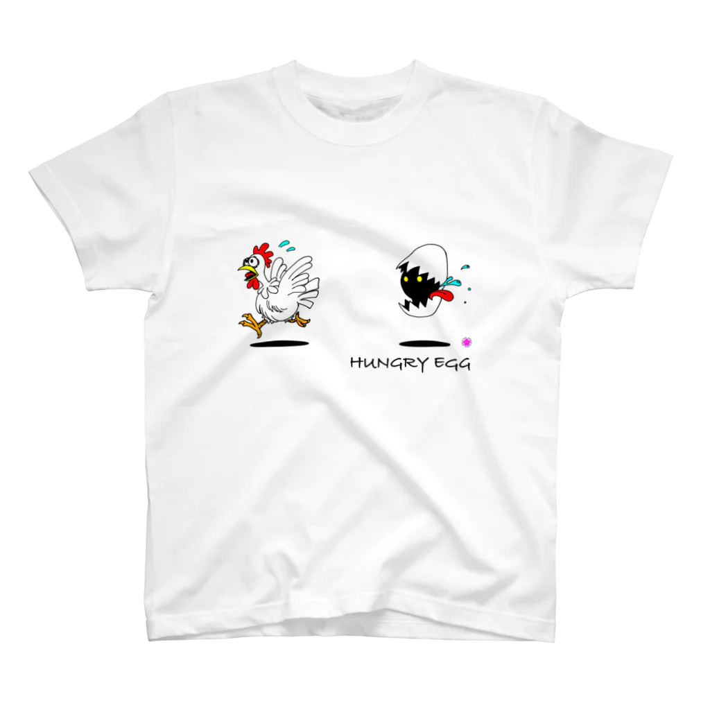 PLUM  VILLAGEの『Hungry egg』シリーズ・「逃げろ‼︎」 スタンダードTシャツ