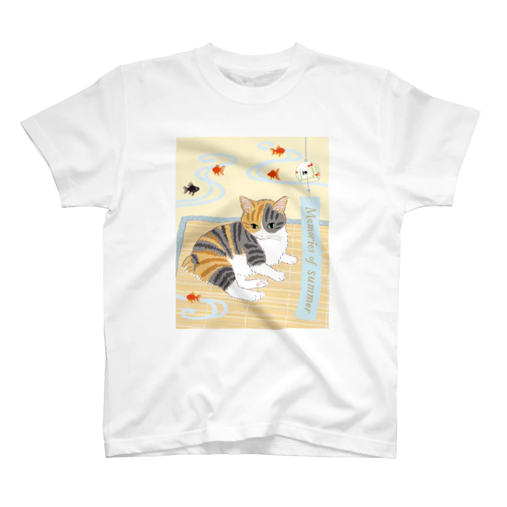 湊文の金魚と風鈴と猫 Regular Fit T-Shirt