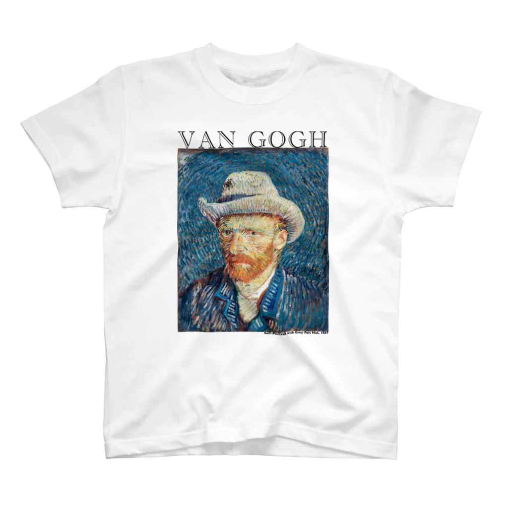 MUGEN ARTのゴッホ　灰色のフェルト帽の自画像　Vincent van Gogh  Regular Fit T-Shirt
